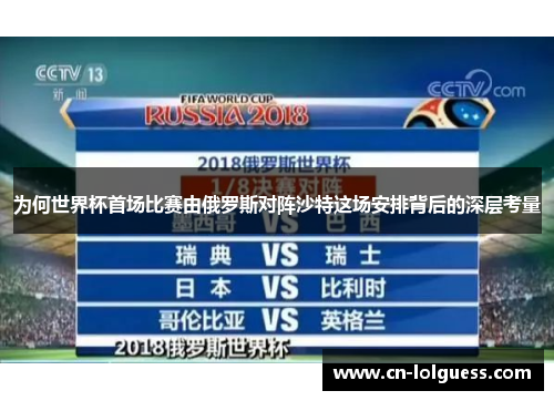 为何世界杯首场比赛由俄罗斯对阵沙特这场安排背后的深层考量